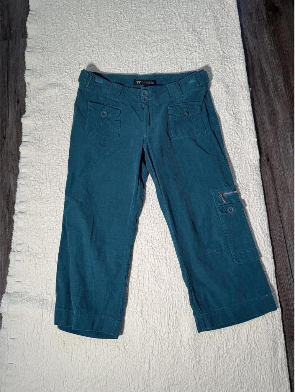 Y2K teal rampage corduroy cargo capris